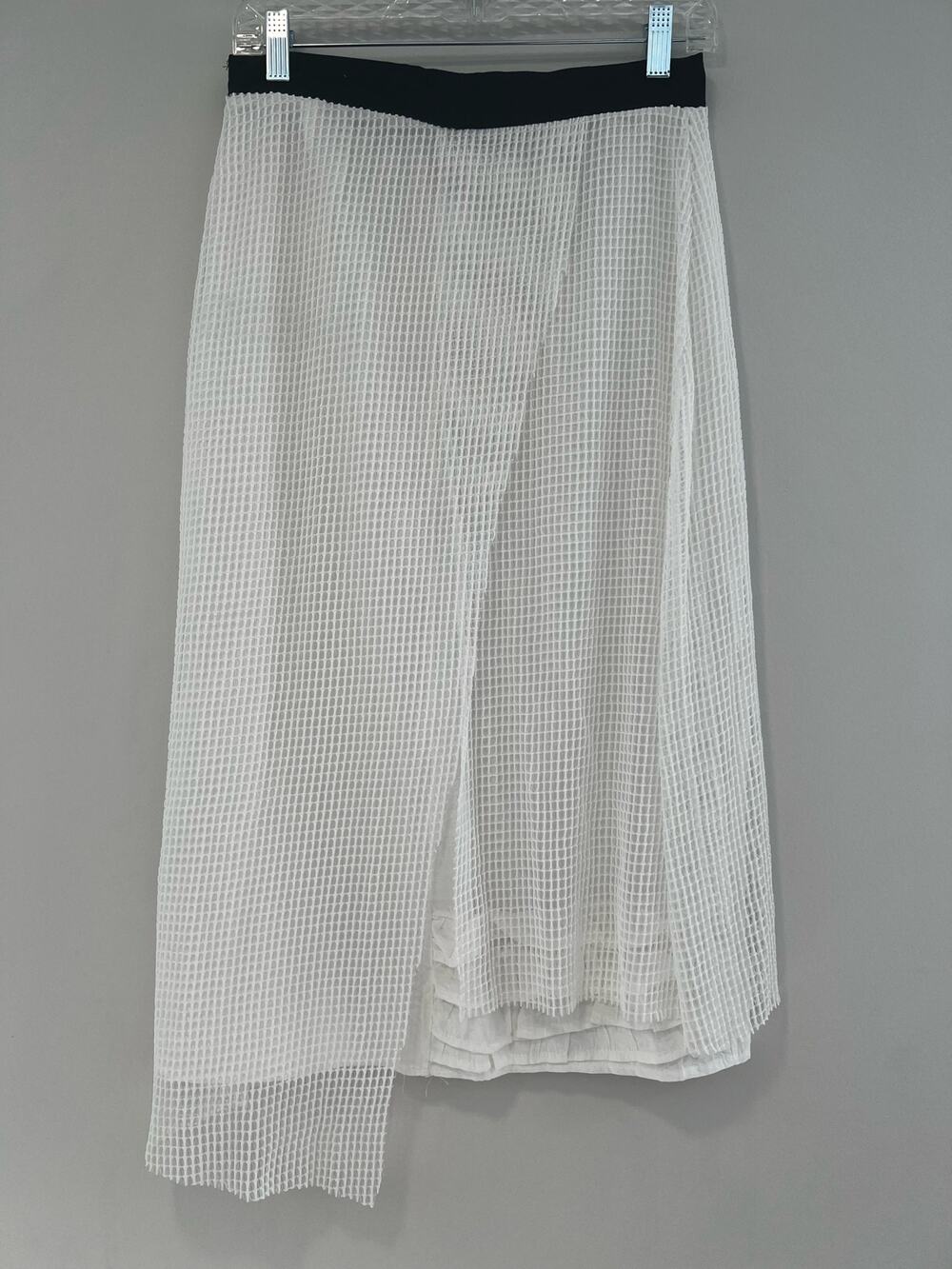 NWOT Net Lace Ethereal Asymmetrical Midi Skirt White & Black Medium